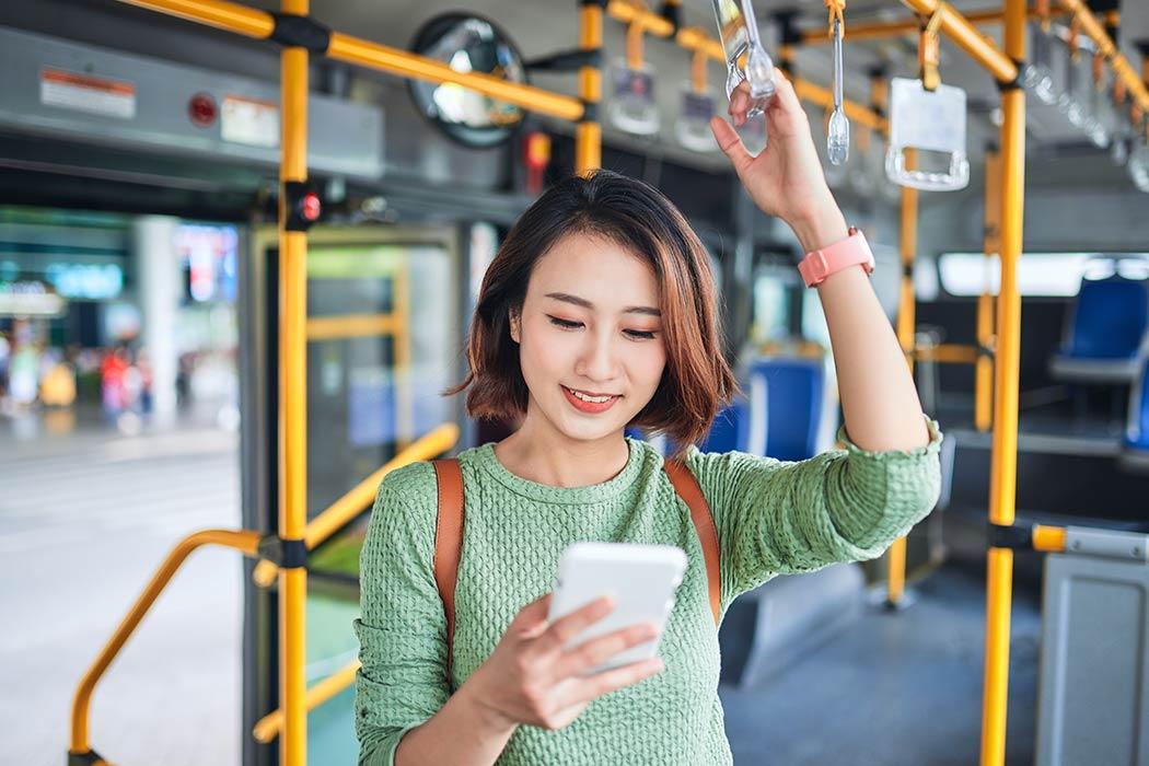 Japanese lady using transportation Japanese lady using transportation