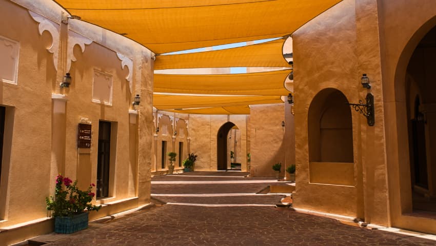 The streets of the Katara Cultural Village on a hot summer day, Qatar Doha