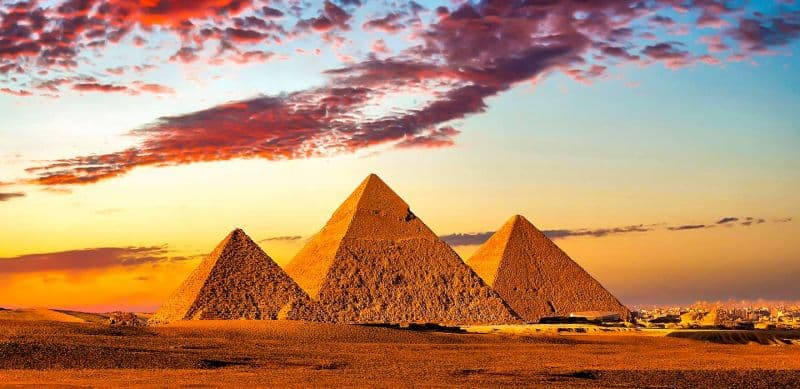 Giza in sunset Pyramids